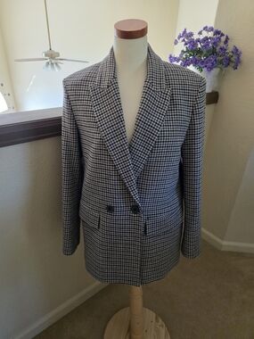 Zara Check Wool Blend Blazer